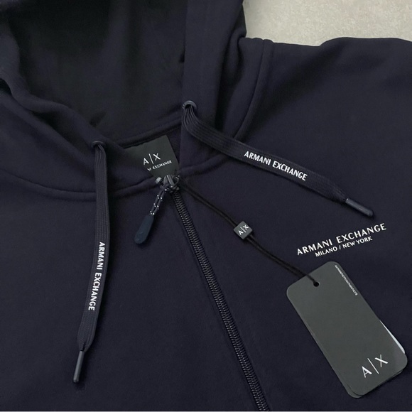 Armani Exchange Men Milano New York Zip-Up Cotton Hoodie, Black Small NEW - Picture 10 of 13